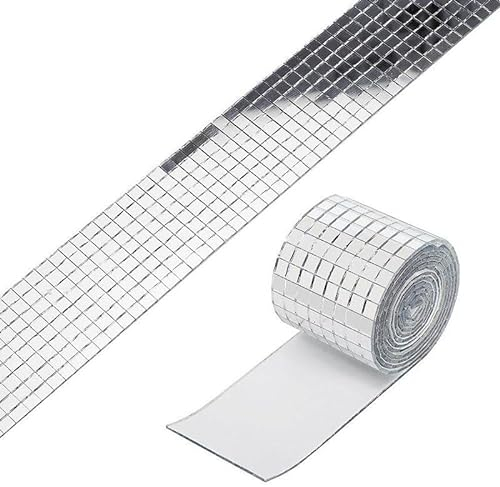 Mosaikfliesen 1 Rolle selbstklebende Mosaik-Wandaufkleber, DIY Glasspiegel, Mosaikfliesen, Aufkleber for Zuhause, dekoratives Bastelzubehör Glasfliesen(Color:Silver)