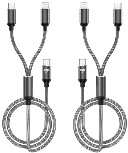 MFi-Zertifiziertes USB-C auf Lightning Ladekabel [2 Stück 1.2M] für iPhone 14 13 12 11 15 Pro, Samsung S24 S23 S22 - Schnelllade-Kabel