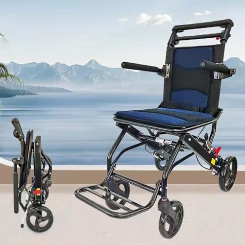 Generisch 001, Ultraleichter Rollstuhl Faltbar Mehrzweck Transportrollstühle für Erwachsene wiegt 8KG Mit Handbremse Tragbarer Reiserollstuhl Leicht Transit Rollstühle für Senioren