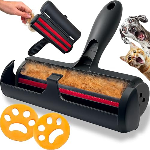 SELVA Quita Pelos para Mascotas - Rodillo Quitapelos Reutilizable + 2 Atrapapelos para Lavadora | Recoge Pelo de Perros y Gatos | Cepillo Ideal para Ropa, Muebles, Sofá, Coche y Alfombras.