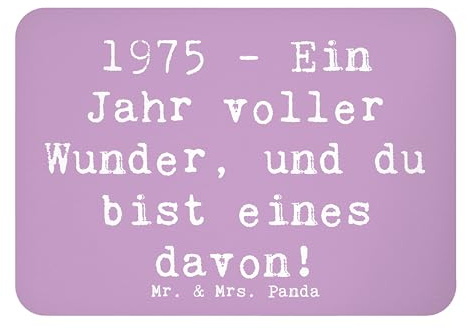 Mr. & Mrs. Panda Magnet Spruch 1975 Geburtstag Wunder - Geschenk, Pinnwandmagnet, whiteboardmagnet, Notizhalter, magische Momente, Jahr, Geburtsjahr, wandmagnet, Happy Birthday, Kühlschrankmagnet