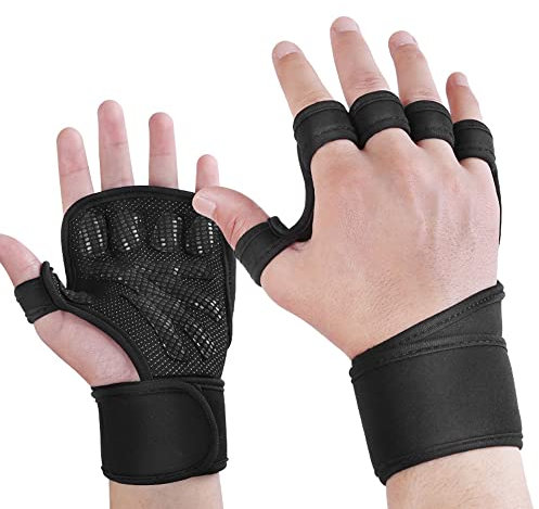 ZGYOZMNG 1 Paire de poignées en Silicone Plus épaisses, éponge de Gymnastique, Protection de Paume, Barre de Traction, Gants d'haltérophilie, Gants de Gymnastique (Noir L)