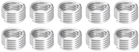 sourcing map Lot de 10 inserts filetés hélicoïdaux M12-1,75 x 1D en acier inoxydable 304, insert de réparation de filetage pour réparation de filetage en plastique et bois