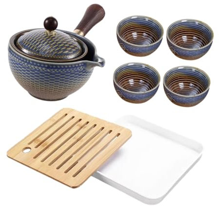 CONGARTENO Tetera Automática Giratoria Juego De Té De Portátil para Viaje Hogar Taza Bandeja De Servicio