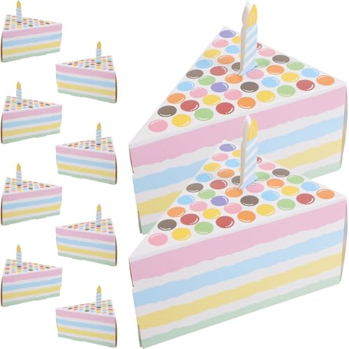 Lurrose 10pcs Triangular Cake Shape Candy Packing Boxes Creative Boxes for Weddings Parties and Celebrations for Cookies and Treats Dots