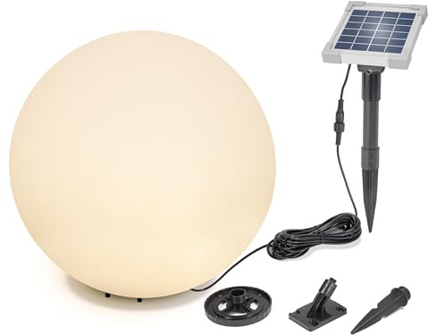 Esotec Solar Leuchtkugel Solarkugel Gartenleuchte Farbwechsel Außen 106112 | Solar Leuchtkugel Ø50cm, 9 Lichtfarben 2800K/4500K/6500K, bis 12Std, LiFePO4 Akku wechselbar, 2Wp Solarmodul, 5m Kabel, IP54