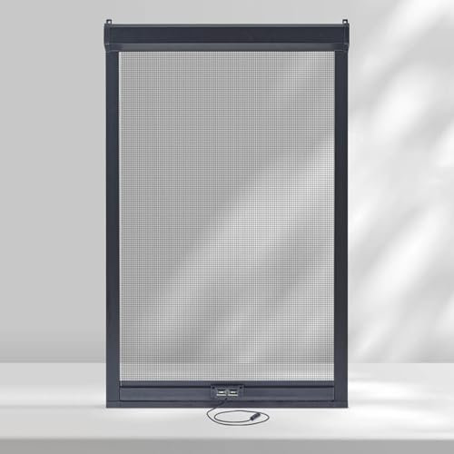 Koncey Fliegengitter Fenster Rollo, Maßgefertigtes Fliegengitter mit Aluminiumrahmen, Mückenschutz, Einfache Selbstmontage, Für Fenster & Türen