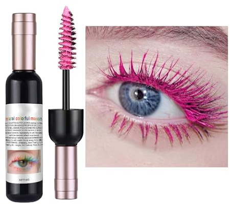 Pink Mascara for Eyes, Long Lasting Thick,Quick Drying & Non-Clump, Smudge-Proof Fiber Mascara, Instant Hair Dye for Christmas, Halloween, Birthdays, Parties (Pink)
