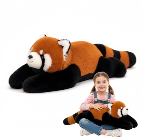 Kaelorae Weighted Red Panda Plush Teddy, Stuffed Plush Animals Plushies, Cuddly Puppy Toy for Comfort & Relaxation,Hugging Pillow for Anxiety Relief & Sleep Support (Red Panda, 65cm)