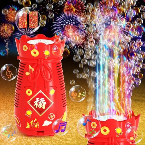 Seifenblasenmaschine, Diealles Shine Feuerwerk Automatische Blasenmacher, Seifenblasenpistole für Kinder mit Lichtern und Sound, Bubble Machine für Hochzeit Geburtstag Party, 100ml