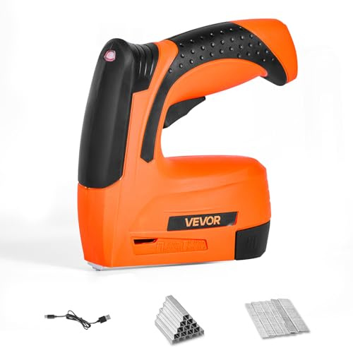 VEVOR Akku elektrische Nagelpistole 2 in 1 Tacker 18 Gauge 15-32 mm mit 1000 Klammern & 1000 Nägeln & rutschfester Gummigriff, kabelloser Elektrotacker für Holzarbeiten und Heimwerkerprojekte