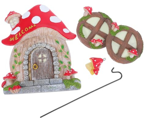 TOYZFRIENDY Adornos Colgantes de Forma de Casa de Hongos Luminosa para Jardín Decoración Única para Puertas Ventanas y Árboles Resistente para Exteriores Instalación Rápida
