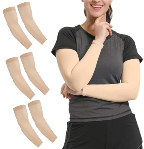 3 paia di manicotti color carne, per protezione solare, copertura tatuaggi, giochi FPS, morbidi e confortevoli, manicotti ciclismo uomo, sleeves