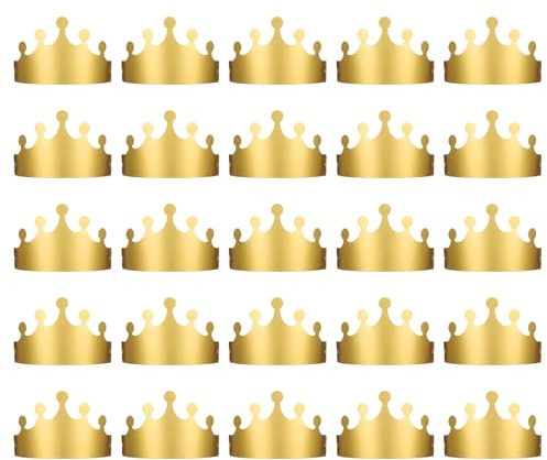 FdcLixuvol 20 Stück Goldenen Papierkronen, Krone Geburtstag Faltbar Geburtstagskrone Einstellbar Geburtstagskrone Erwachsene Partyhütchen für Erwachsene, Geburtstagsfeier, Neujahr (Mattes Finish)