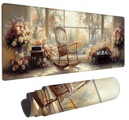 Tapis de Souris de Jeu, 1200 x 400 mm XXL Tapis Souris Gaming Grand, Antidérapant Étanche, iExtended Long Clavier Mouse Pad XXL, Accessoire Bureau, pour Gamer, PC (Chalet chaises Longues) i-824