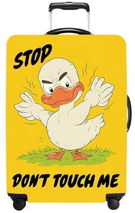 CRYSLOVE Kofferhülle Schutz,Elastische Waschbare Kofferschutzhülle Passend für 18-32 Zoll,Staubdicht Kratzfest Kofferüberzug für Reisen (Stop Don't Touch Me, XL(32-34Zoll))