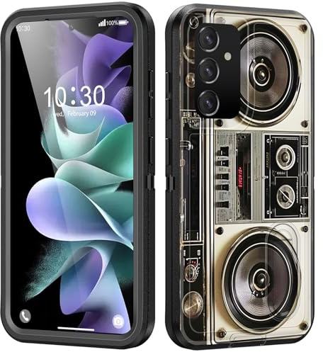 BFUKVOU for Galaxy S26 Case with Built in Kickstand,Shockproof/Dustproof/Drop Proof 3-Layer Military Grade Protective Cover for Samsung Galaxy S26 6.3 2026,Vintage 80s Boombox