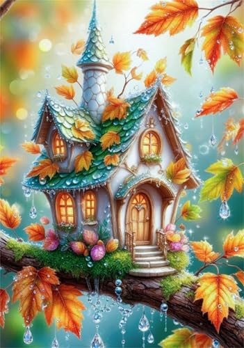 Puzzle 200 Piezas Paisaje de casa en el árbol en un día lluvioso | Puzzles Adultos | para Toda La Familia |35 x 25 cm | Entretenimiento Creativo Rompecabezas Adultos Regalo