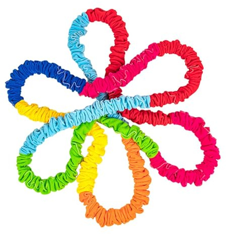 QUXVUIS Mehrfarbiges Gummiband für Gruppenspiele im Kindergarten – Fördert Selbstvertrauen und Teamarbeit – Dynamische Bewegungsübungen für Kinder, 2m