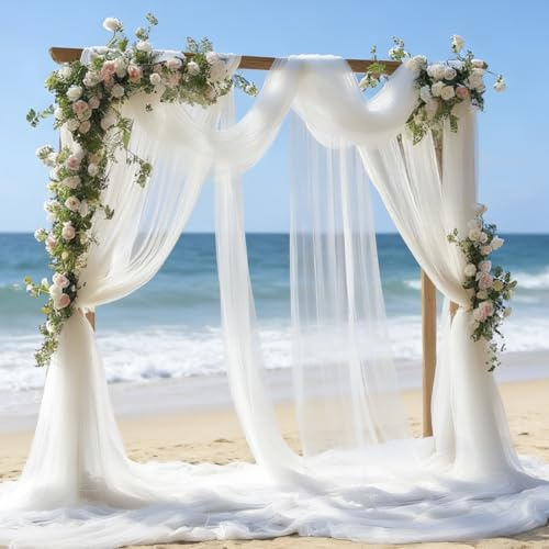 Tüllstoff, 10m x 160cm Soft Tüllstoff Tüll Weiß Stoffe Organza Stoffe | Tüll Tüllrock Tischläufer für Hochzeit Party Geschenke Basteln Dekoration