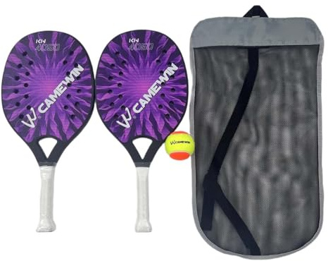 kesurpae Barnstrandtennispaddlar med halkfritt grepp Lätt, stötdämpande sportutrustning för utomhuslek Professionell med träningsboll Sportutrustning, Purpur, 46x21.4x2 cm