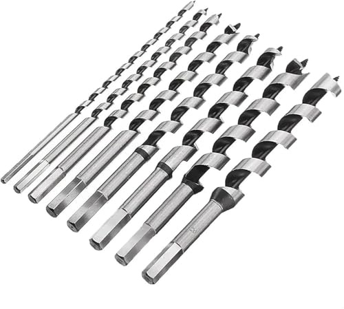 Juego de 8 brocas de serpiente para madera, juego de brocas largas en espiral para madera, 230 mm, para tipos de madera, diámetro 6/8/10/12/14/16/18/20 mm