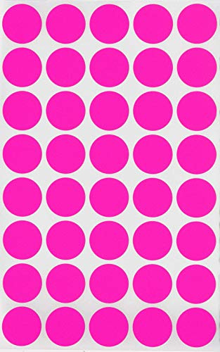 Klebepunkte Neon Pink 19 mm runde Aufkleber – 1,9 cm Sticker 600 Stück von Royal Green