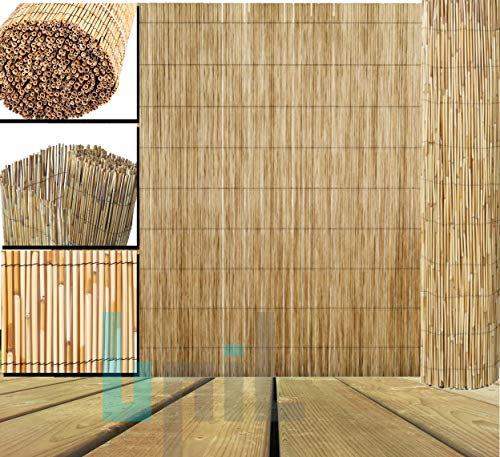 Reed Fence Natural Garden Peeled Reed Screening Roll Privacy Border Wind/Sun Fencing (Size 1.5x4m)