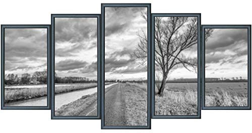 RAABEC Bilderrahmen für Polyptychon 132 x 72 cm Malen nach Zahlen Bilder z.B. von Schipper, fertig montiert, mit Rückwand, Farbe Schwarz