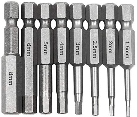 CODIRATO 8 PCS Hex Shank Magnetic Screwdriver Bits, Inner Hexagon Bits Set 50mm 1/4 Inch Hex Screwdriver Bits Set for ElectricManual Screwdrivers