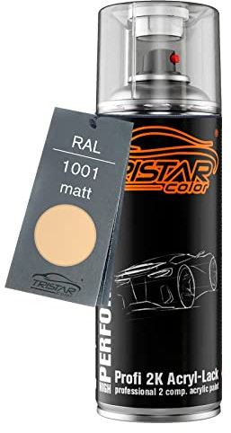 TRISTARcolor RAL 1001 Beige matt 2K Acryl Spraydose Sprühdose Spritzlack Sprühlack 400 ml schnelltrocknend
