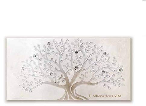 Valenti&Co - Quadro rettangolare Albero della vita su base in legno con applicazioni in argento laminato COD: 18310 8L 60x45cm