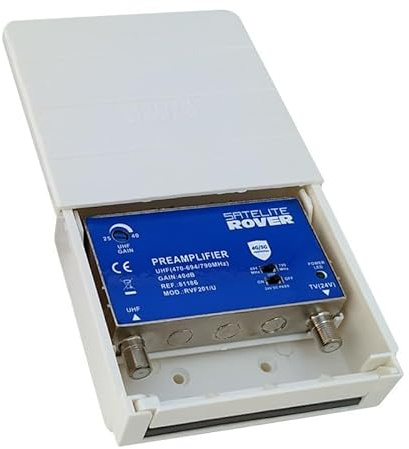 Amplificador de Mástil 1 Entrada UHF 1 Salida 40dB con LTE 4G/5G