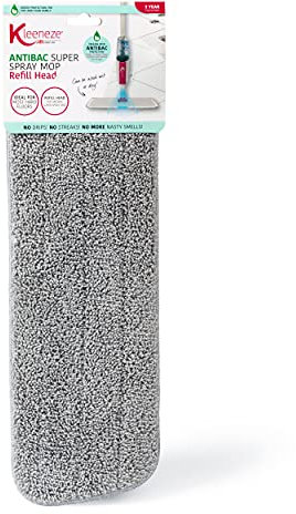 Kleeneze KL080950UFEU7 Anti-Bac Microfibre Refill Mop Head, Slimline Mop Refill Head for Mop KL067036, Treated with Anti-Bac Protection, No Drips or Streaks, Highly Absorbent, Can be Used Wet or Dry