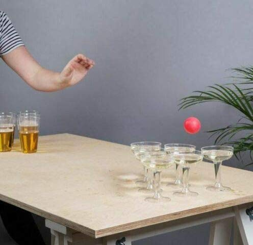 Marco Paul Adult Drinking Game 24 Plastic Glasses with 4 Ping Pong Balls Party Games Beer Pong Set Adult Party Games Drinking Glasses Hen Party Drink Game for Prosecco and Beer 28pc