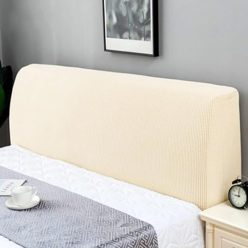 Kopfteilbezug für Bett,Stretch Bett Kopfteil Husse,Dehnbare Saubdichte Schutzhülle Bett Kopfteil Bezug Bettkopfteil Hussen Abdeckung Cover für Gepolsterte Schlafzimmer Kopfteil,210-240cm Creme