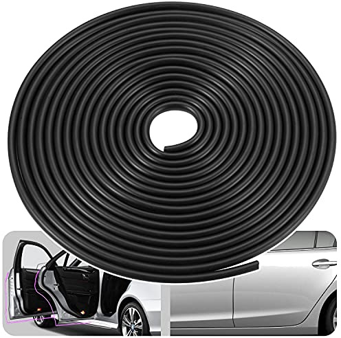 Protector de borde de puerta de coche, 5 m, protector de goma para borde de coche, con protección en forma de U, protector de borde de puerta para la mayoría de coches (negro)