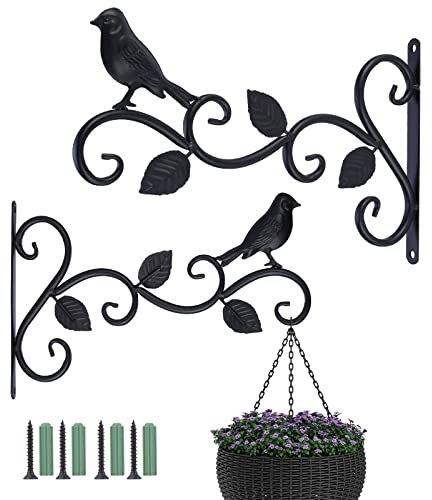 Kyrio 2 Pack Outdoor hängenden Korb Halter,12 Zoll Wand hängende Pflanze Haken, Metall Retro-Garten Haken, dekorative Pflanze Halter, für hängende Pflanzer, Vogelfutterhaus, Wandleuchte