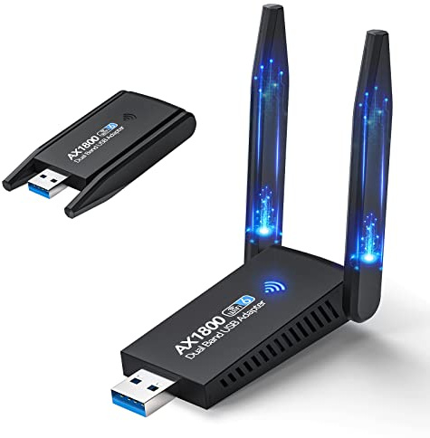 AX1800 Adaptador WiFi USB, Dongle WiFi 6 para PC - Antena 802.11ax de Doble Banda y Alta Ganancia, 5GHz / 2.4GHz, USB 3.0, Dongle WiFi inalámbrico para Escritorio, Compatible con Windows 11/10/7