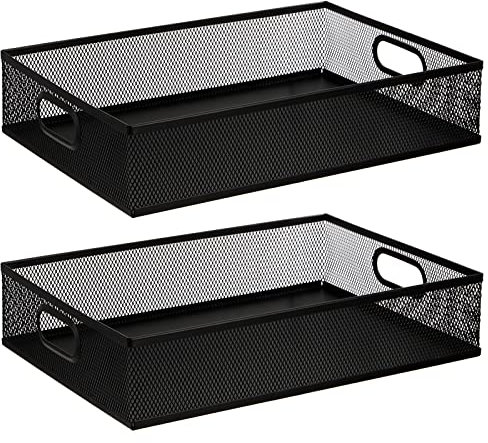Elsjoy Schreibtisch-Schubladen-Organizer-Tablett, Metallnetz, Schreibtisch-Ablage, Büro-Akten-Organizer mit Griff, 31.8x22.9 cm, tragbar, Zeitschriften, Papier