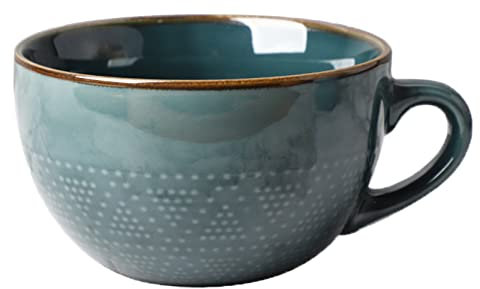 Tazza da Caffè Grande 700 ml in Gres - Tazza XXL per Cappuccino, Insalata - Ciotola Con Manico in Ceramica e Porcellana