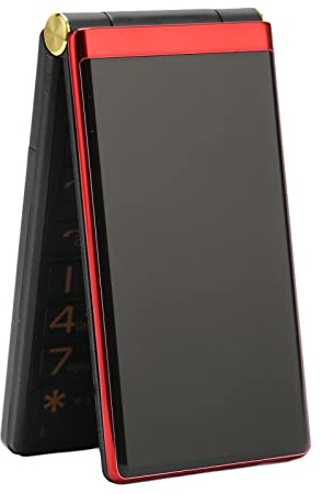 Teléfono Plegable para Personas Mayores, Teléfono Móvil Desbloqueado 2G Dual SIM, Pantalla Doble de 3 Pulgadas, Batería de 5900 MAh, Volumen Alto de Botón Grande, Compatible con (Rojo)