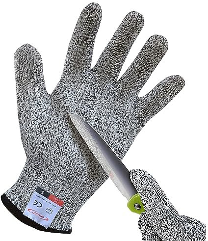 ohsuni Schneidehandschuhe, 1 Paar schnittfeste Handschuhe, lebensmittelecht, schnittfeste Handschuhe für Küche, Austern-Shucking, Fischfilet-Verarbeitung, Schnitzholz und Gartenarbeit, Größe L, Grau