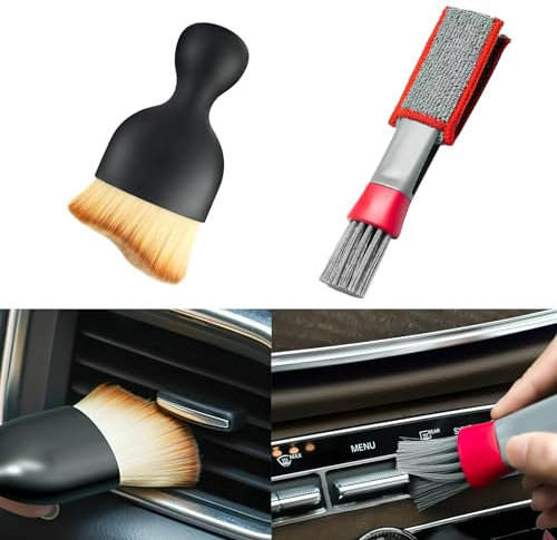 2 PCS Cepillo de Limpieza para Coche, Ideal para Detalle y Limpieza Interior de Vehículos esto cepillo son para tarea de limpieza en el hogar y la oficina Úsalos para limpiar persiana, teclado (A)