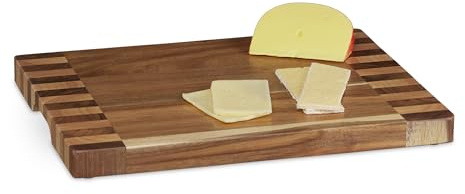 Relaxdays Schneidebrett, massives Küchenbrett aus Akazienholz, Schneiden & Servieren, BT: 40 x 30 cm, Holzbrett, natur