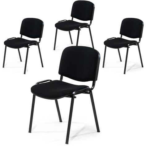 Topsit 4er Set Wartezimmerstuhl, stapelbarer Besucherstuhl mit weich gepolsterter Sitzfläche, Metallgestell Bürostuhl, Konferenzstuhl für Home Office, Rezeption Pausen Raum