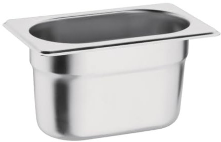CateringBase Stainless Steel 1/9 Gastronorm Pan,Silver,Capacity 800ml 176(H) x 106(W) x 100(D) mm