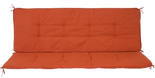 PATIO Bankauflage 160 cm Girona Sitzpolster Bank mit Rückenlehne für Innen & Außen 2 teilig gesteppt mit Schnüren orange