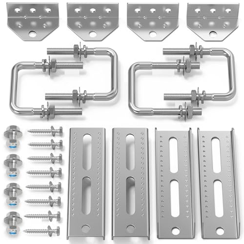 4 Pcs 8 inch Galvanized Swivel Top Bunk Bracket Kit with Hardware, for 3x3，2x3,1.5x3 Boat Trailer Bunk Brackets, for Boat Trailer Bunk Brackets & Square U-Bolts - Fishing Boat or Sailboat