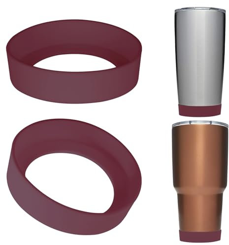 Linkidea Water Bottle Boot Compatible with YETI Rambler Tumbler 20oz/30oz, Travel Mug 20oz/30oz, Straw Cup 26oz, Silicone Bottle Bottom Bumper Protector (Coffee / 2 Pack)